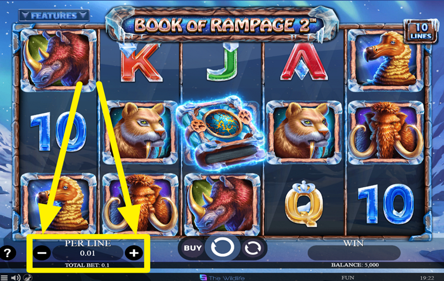 Book of Rampage 2 ÄNDERN SIE DEN EINSATZ PRO ZEILE.