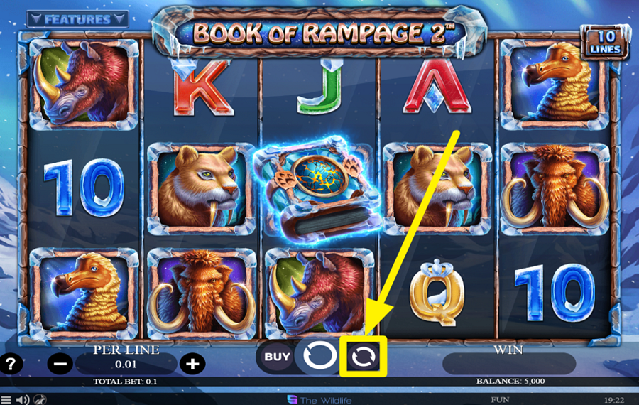 Book of Rampage 2 AUTOMATISCHE SPRINGS AKTIVIEREN.