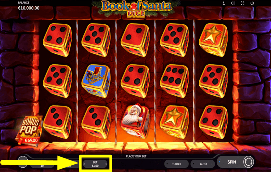 Book of Santa Dice ATTRIBUER LE PARI.