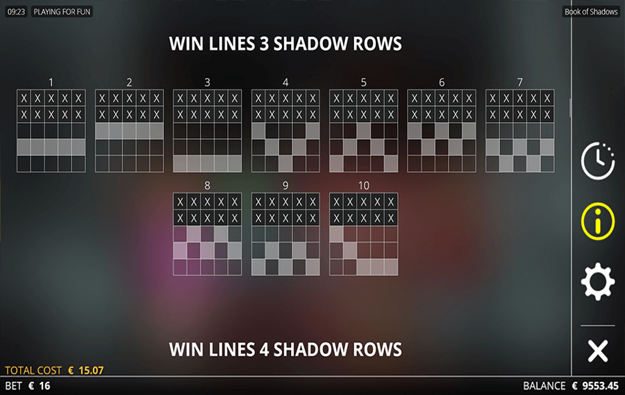 Book Of Shadows Elige las líneas de pago.