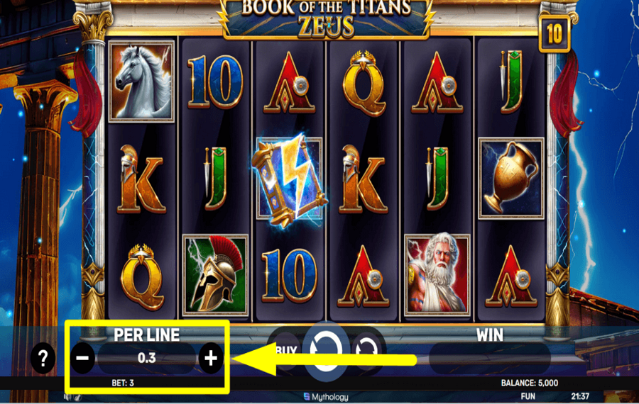 Book of the Titans Zeus SELECCIONE LA APUESTA.