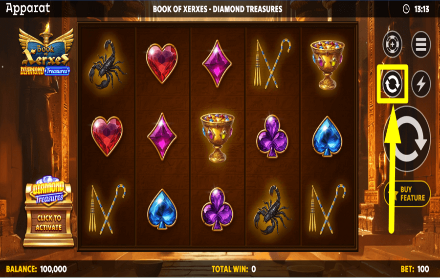 Book of Xerxes Diamond Treasures INICIAR REPRODUCCIÓN AUTOMÁTICA.