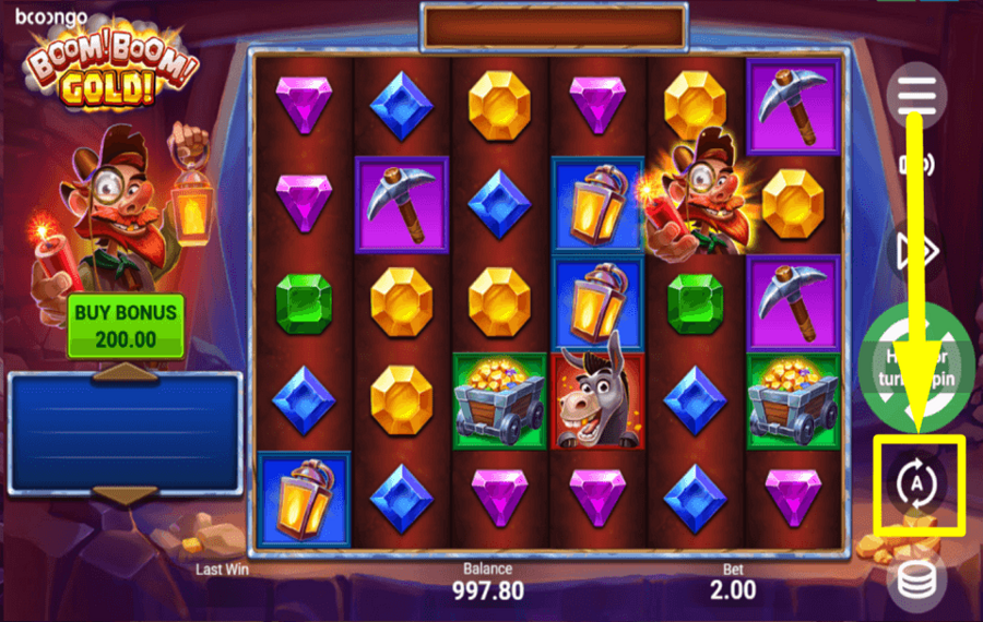 Boom Boom Gold DÉMARRER DES TOURS AUTOMATIQUES.