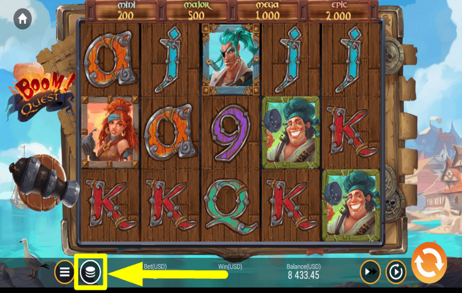 Boom Quest SELECT THE WAGER.