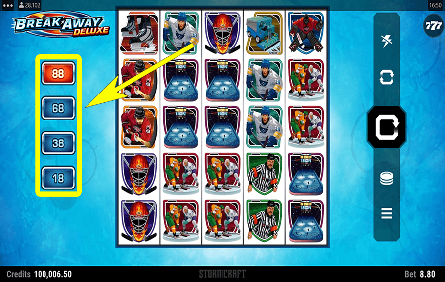 Break Away Deluxe Elige las líneas de pago.