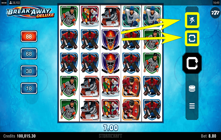 Break Away Deluxe Utilizando las funciones opcionales “Reproducción automática” y “Turbo”.