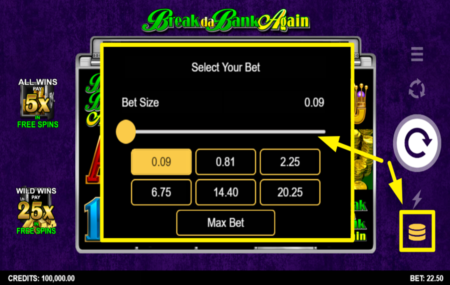 Break da Bank Again ASIGNAR UN VALOR DE APUESTA