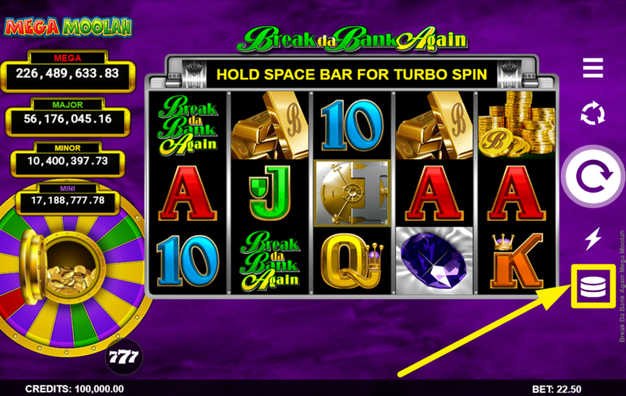 Break Da Bank Again Mega Moolah ATTRIBUER UNE VALEUR DE MISE.