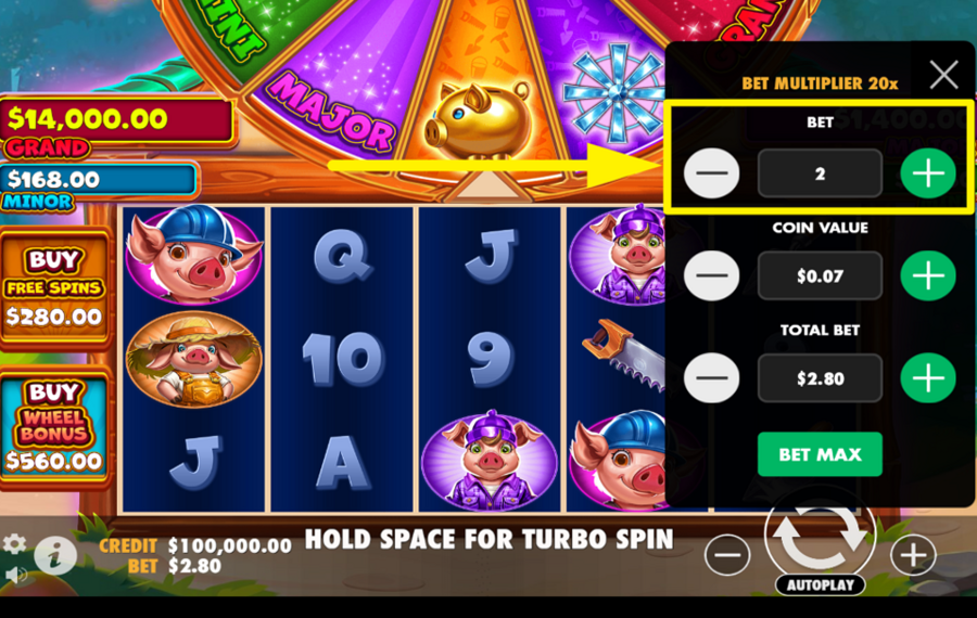 Brick House Bonanza SELECT A BET LEVEL.