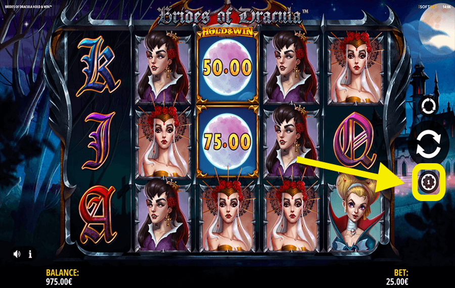 Brides of Dracula Hold Win Scegli l'importo della tua scommessa.
