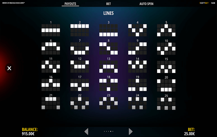 Brides of Dracula Hold Win Scegli le linee di pagamento.