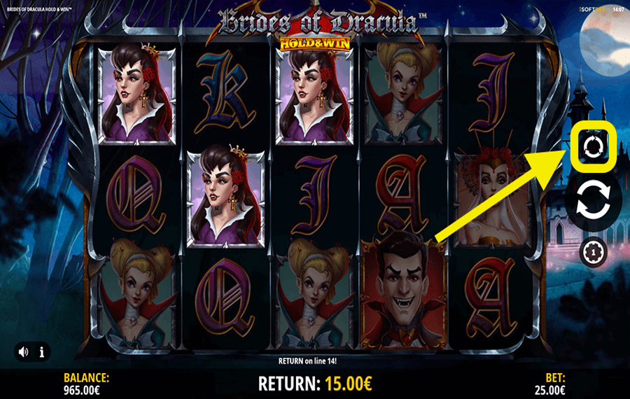 Brides of Dracula Hold Win Utilizzando la funzione opzionale "Riproduzione automatica".