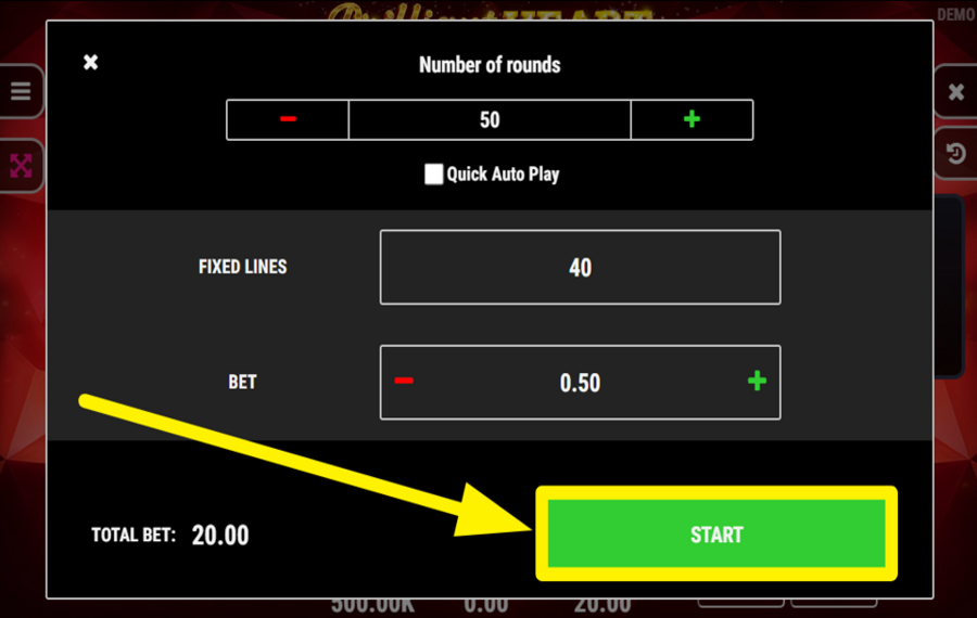 Brilliant Heart USE AUTOMATED SPINS.