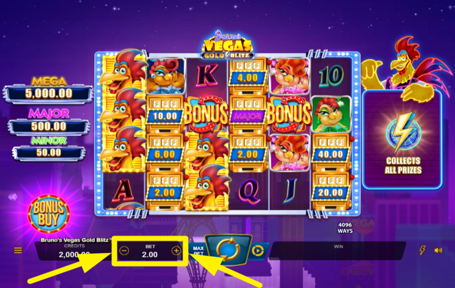 Brunos Vegas Gold Blitz AJUSTEZ VOTRE PARI.