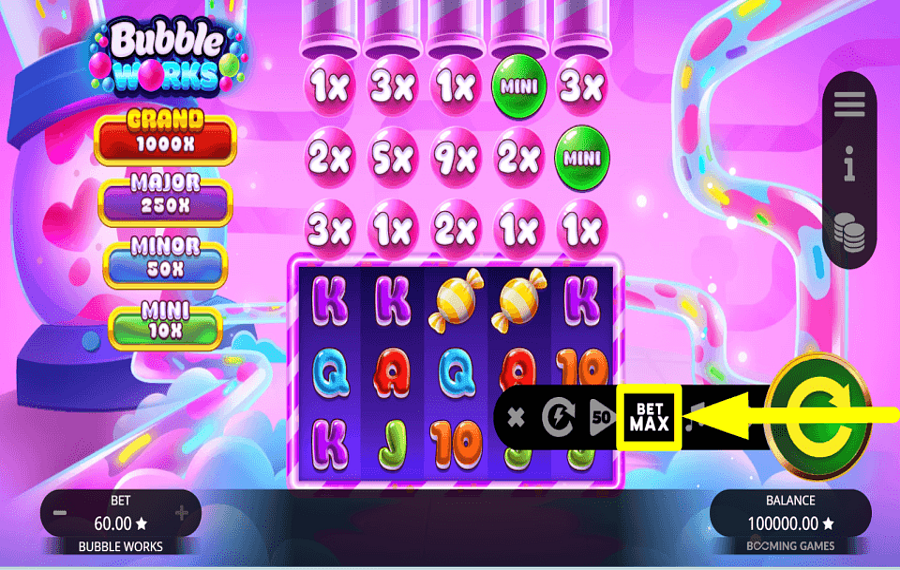 Bubble Works HOHE EINSÄTZE IN BERÜCKSICHTIGEN.