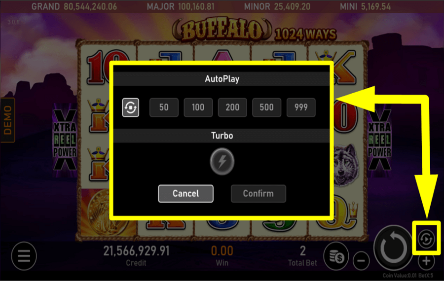 Buffalo ACTIVAR GIROS AUTOMÁTICOS.