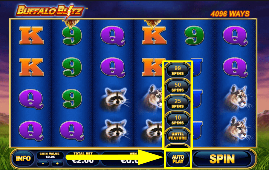 Buffalo Blitz ИСПОЛЬЗУЙТЕ АВТОМАТИЧЕСКИЕ ВРАЩЕНИЯ.