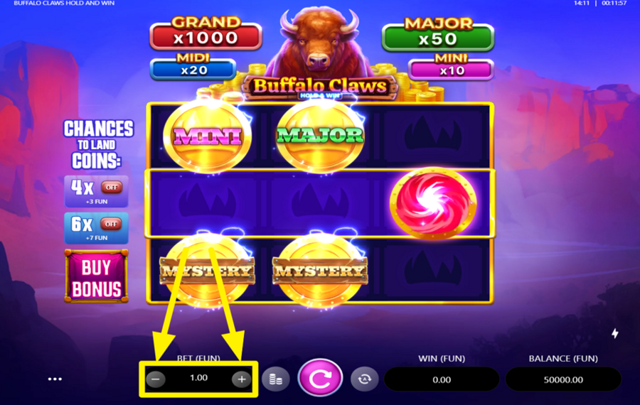 Buffalo Claws SELECCIONA TU APUESTA.