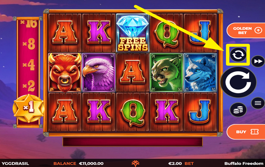 Buffalo Freedom DoubleMax INITIATE AUTOMATIC SPINS.
