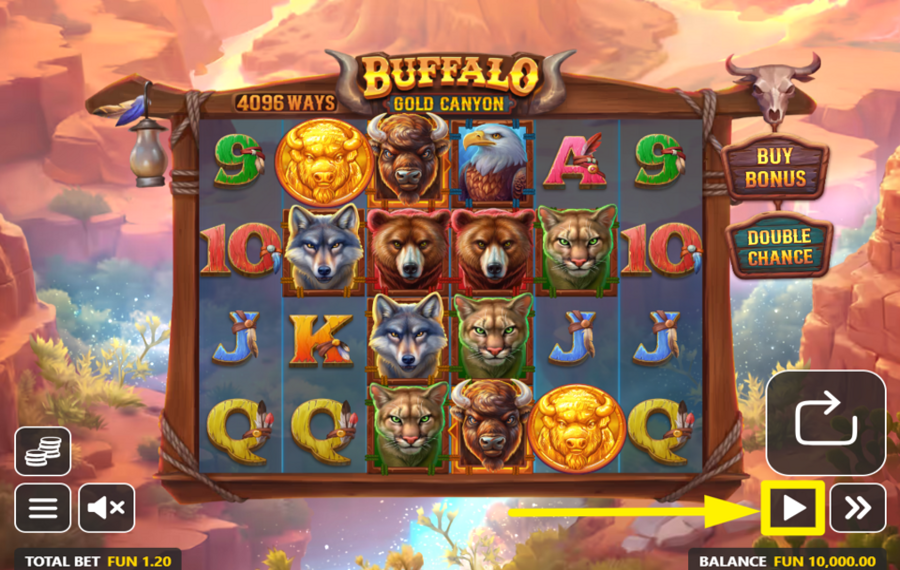 Buffalo Gold Canyon CHOISISSEZ LES TOURS AUTOMATIQUES.