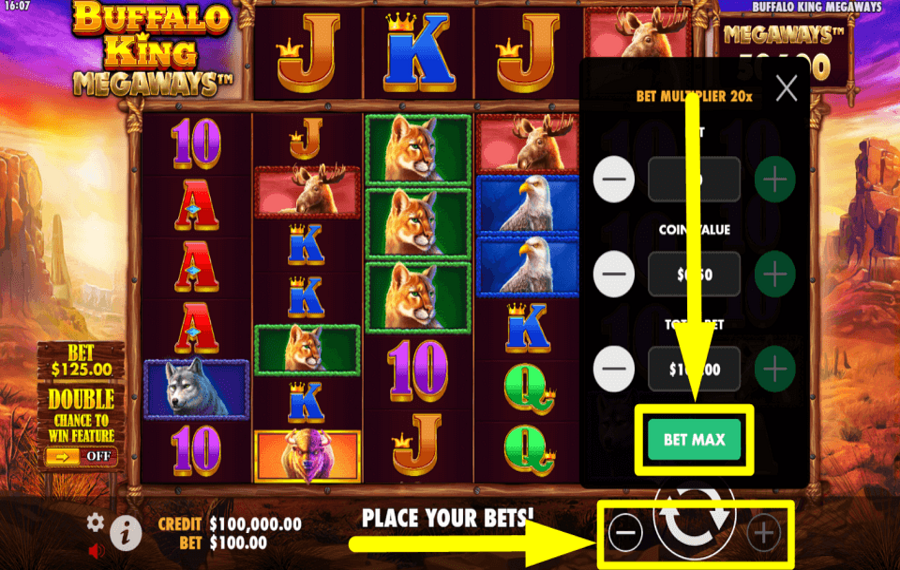 Buffalo King Megaways MISE TOUT EN JEU.