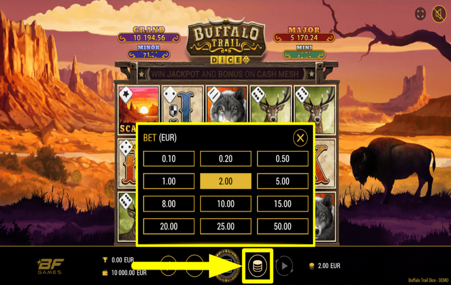 Buffalo Trail Dice ВЫБЕРИТЕ СТАВКУ.