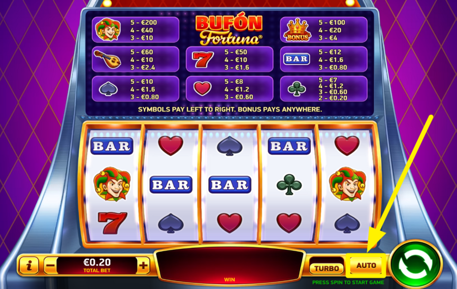 Bufon Fortuna UTILICE GIROS AUTOMATIZADOS.