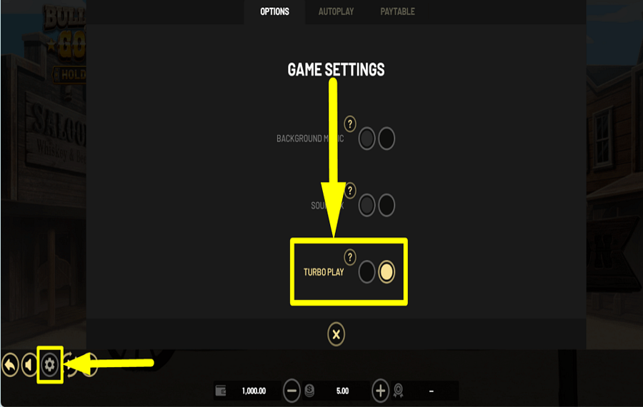 Bullions of Gold CAMBIA LA VELOCIDAD DEL JUEGO.