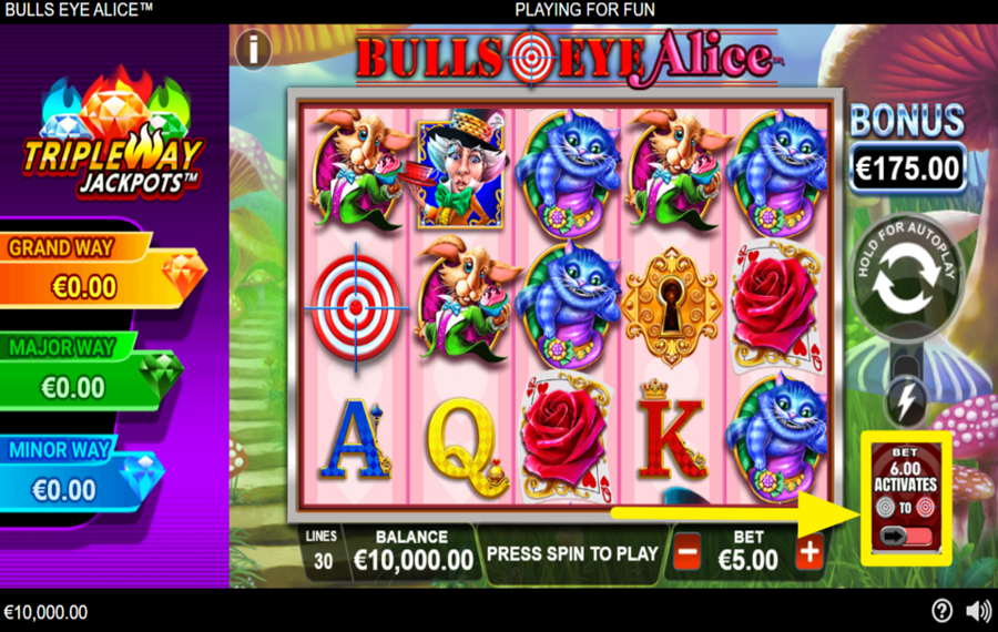 Bullseye Alice ВКЛЮЧИТЬ ДОПОЛНИТЕЛЬНУЮ СТАВКУ.