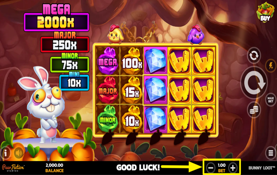 Bunny Loot CHOOSE THE TOTAL BET.