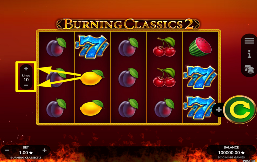 Burning Classics 2 НАСТРОЙТЕ СВОИ ЛИНИИ ВЫПЛАТ.