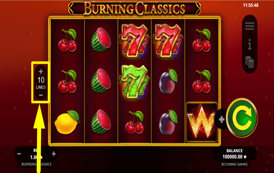Burning Classics РЕГУЛИРУЙТЕ ЛИНИИ ВЫПЛАТ.