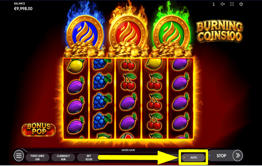 Burning Coins 100 INICIAR REPRODUCCIÓN AUTOMÁTICA.