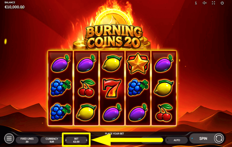 Burning Coins 20 SCEGLI LA SCOMMESSA.