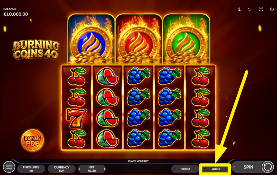 Burning Coins 40 TRIGGER AUTOMATIC SPINS.