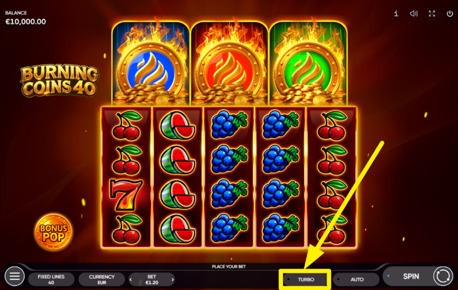 Burning Coins 40 MAXIMIZE THE SPEED.
