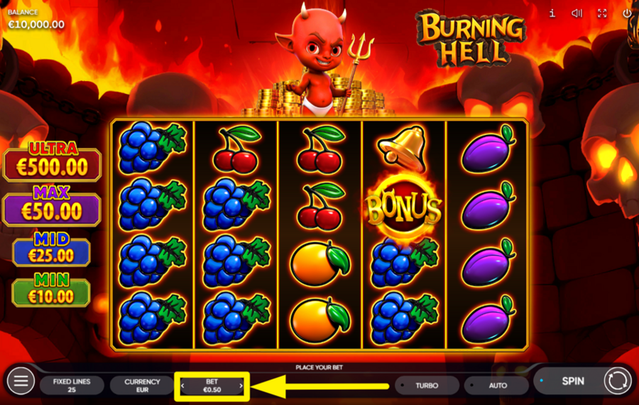 Burning Hell DETERMINE YOUR WAGER.