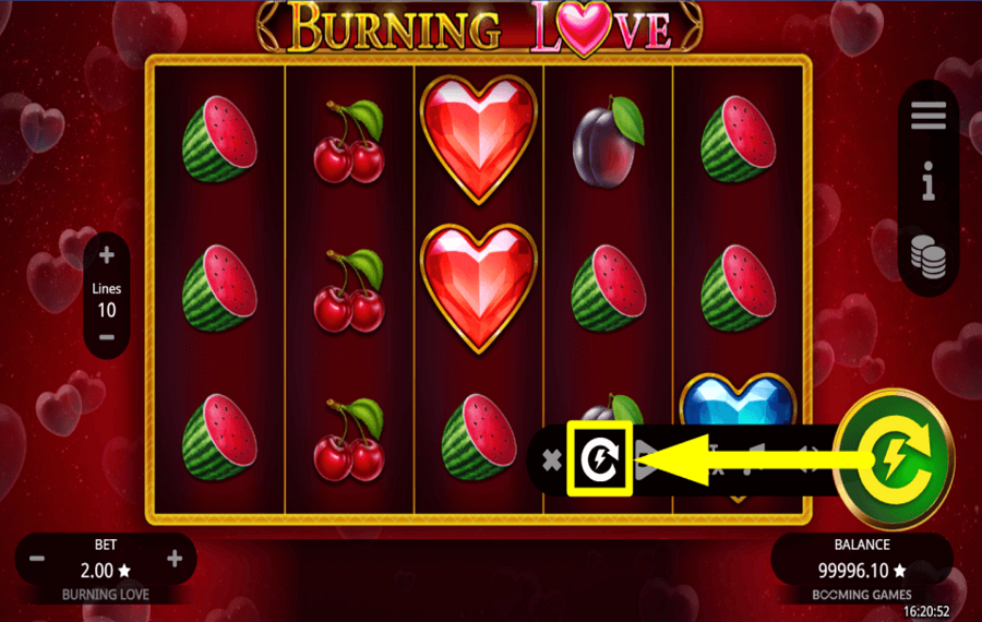 Burning Love CHANGER LA VITESSE DU JEU.