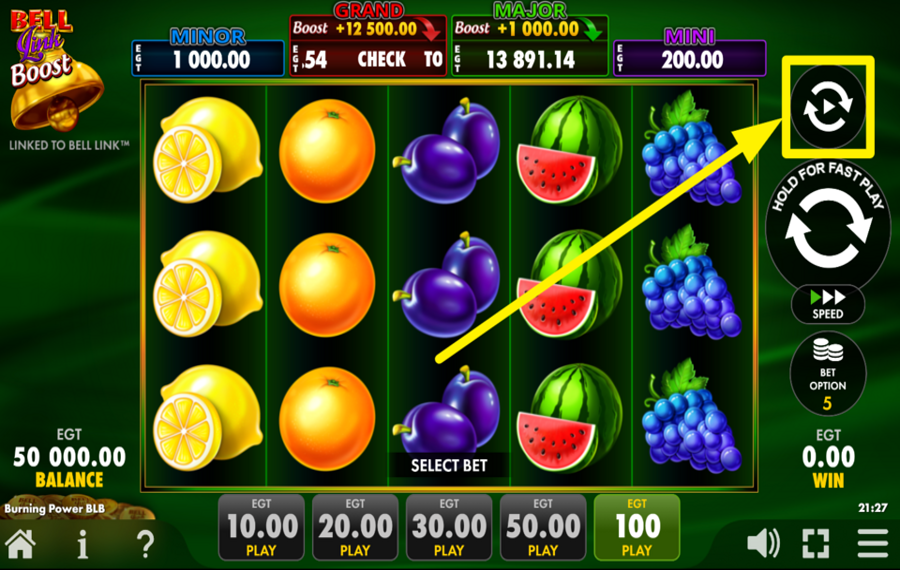 Burning Power Bell Link Boost INITIATE AUTOMATIC SPINS.