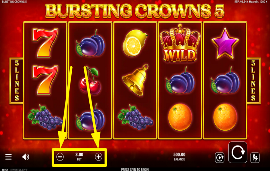 Bursting Crowns 5 SPECIFY YOUR WAGER.