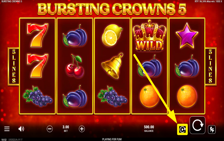 Bursting Crowns 5 SPIN THE REELS AUTOMATICALLY.