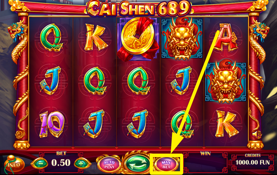 Cai Shen 689 УСТАНОВИТЕ НАИВЫСШУЮ СУММУ СТАВКИ.