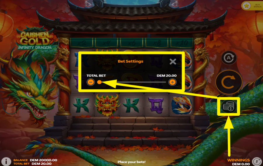 Caishen Gold Infinity Dragon ADJUST YOUR BET.