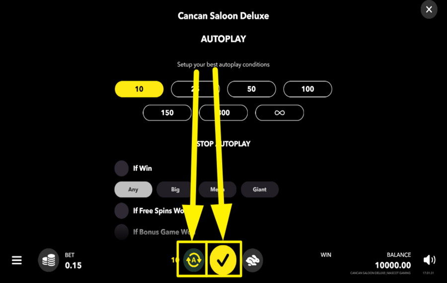 Cancan Saloon Deluxe INITIATE AUTOMATIC PLAY.