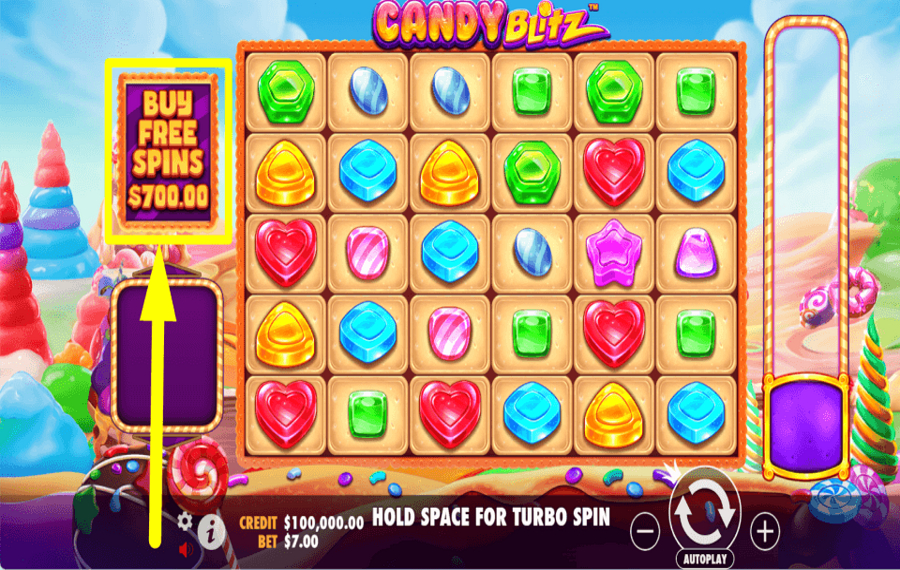 Candy Blitz ZAHLEN SIE FÜR KOSTENLOSE SPINS.
