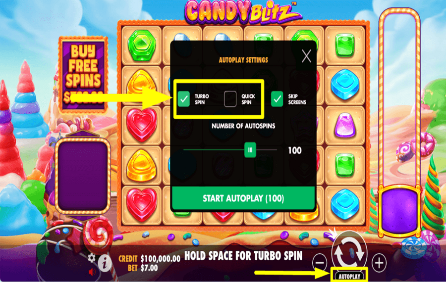 Candy Blitz KONTROLLIEREN SIE DIE SPIELGESCHWINDIGKEIT.