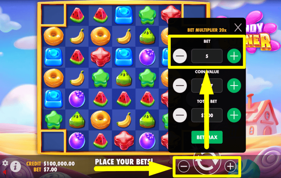 Candy Corner SET YOUR BET VALUE.