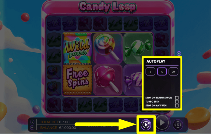 Candy Loop ATTIVA LA RIPRODUZIONE AUTOMATICA.