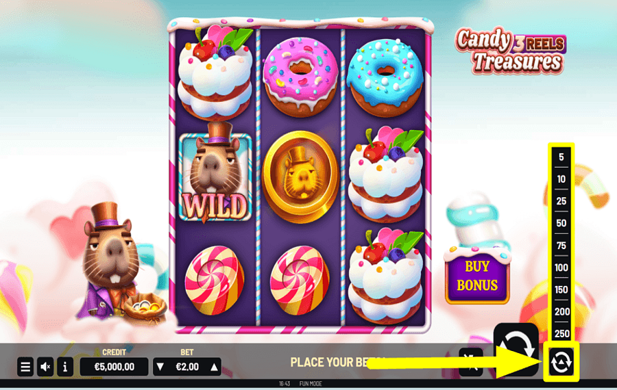 Candy Treasures 3 Reels GIRE AUTOMATICAMENTE.