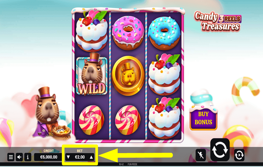 Candy Treasures 3 Reels SELECIONE A ESTACA.